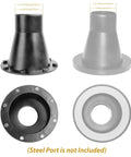 Killer Quality Two And One Half Inch Dust Collection Steel Ports Two Pack showing black and gray couplers for vacuum systems.