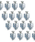 Butt Weld Clamps Set Of 16 For Edge To Edge Auto Body Welds, small square panel clamps in silver metal, top angle view.