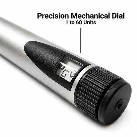 Metal Research Pen V2 With Precision Dial For Real Lab Work, 60-Setting Adjustable Control, aluminum body, close-up view