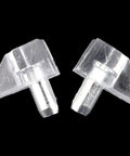 Close-up of Clear Shelf Pins Kit with Metal Pins for Cabinets and Wood Shelves Low Profile Transparent Plastic Brackets Durable