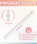 Round Wooden Pencils Bulk Pack Of 12 HB Graphite Pencils With Erasers for office, school and studio use, white finish, size 190mm