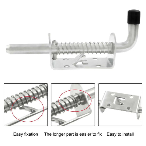 5 Inch Spring Loaded Latch Pin Heavy Duty Barrel Bolt Door Lock Stainless Steel With Mounting Screws 2 Pack Silver Finish