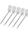 Heavy Duty Slatwall Hooks Pack Of 25 For Retail And Garage Displays 6 Inch Chrome Stainless Steel Hooks shown in a row