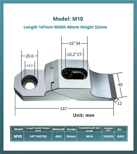 Diagram of M8 To M16 Side Fixture Clamp For Fixed Precision Fixtures Clamping OK Vise Frog Clamps Flat End Bench Vice
