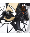 Close-up of Beefy M15x148 Quick Release Thru Axle for MTB and Road Bikes, featuring rotating flange and tool-free lock mechanism.