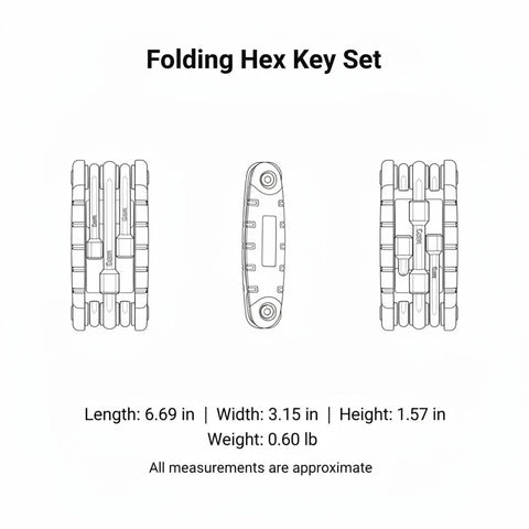 Sick Chrome Vanadium Steel Folding Hex Key Set That Gets The Job Done With Style! This Bad Boy Brings Heavy Duty Strength For Bike Maintenance And Furniture Assembly. Compact 6-Piece Allen Wrench Kit Fits Right In Your Tool Bag For Any Tweak, Fix Or, folded 6-piece steel hex key set, 6.69 x 3.15 x 1.57 in