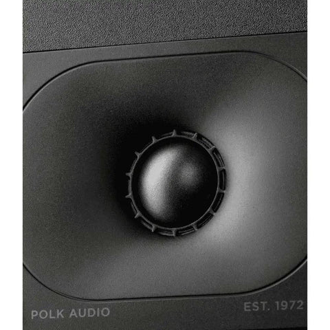 Close-up of XT15 Monitor Bookshelf and Surround Sound Speaker woofer in midnight black, showing the dynamically balanced design.