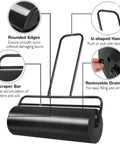 Beefed Up Workhorse Lawn Roller 13x24 Inch Water Or Sand Filled Push And Tow Behind Grass Roller with ergonomic U style handle