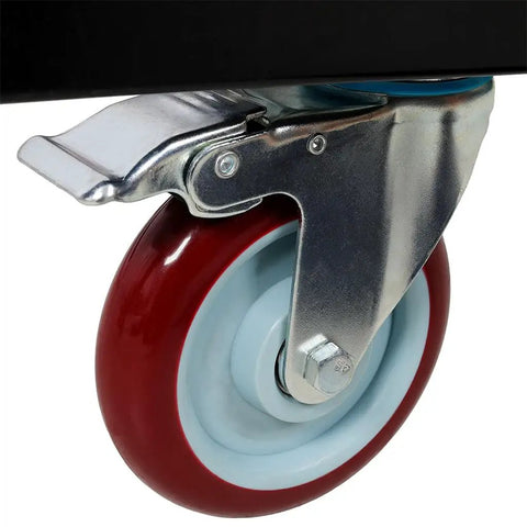 Rock Solid Drywall Cart And Panel Truck With 1500 Lb Capacity Heavy Duty Steel Platform Dolly featuring five inch swivel caster close-up.