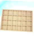 Switch Up Your Desktop Jewelry Tray With Adjustable Grid Dividers For Earrings And Rings Premium Sackcloth Organizer top view of khaki tray