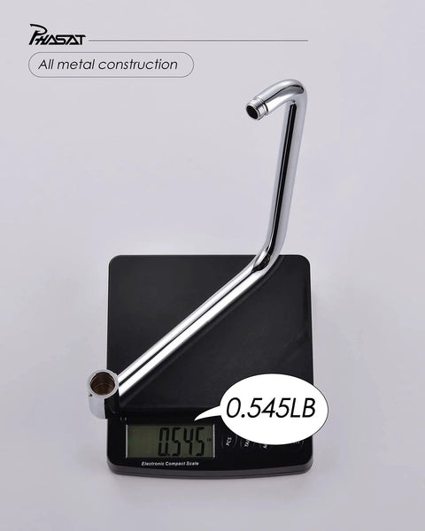 S Shaped Shower Arm Extension With Flange, High Rise 9 Inch Lift And 15 Inch Reach, All Metal 304 Stainless Steel, Chrome Finish on scale