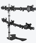 Rock Solid Six Monitor Desk Mount Bracket Full Articulation Arm Holds 15 To 27 Inch Screens mounted on sturdy base.