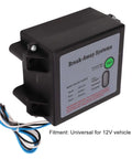 12V LED Trailer Breakaway Kit with Universal Brake Controls, weatherproof PP body, wires visible, test LED display