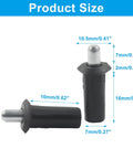 Legit Heavy Duty 10 Piece Spring Loaded Cabinet Door Repair Pins Black Durable Plastic And Reinforced Steel Core dimensions shown with measurements.