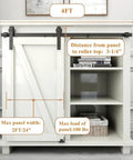 4Ft Sliding Barn Door Hardware Kit For Single Door TV Stands And Small Cabinets With J Shaped Hanger on white cabinet