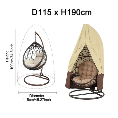 Durable Patio Egg Chair Cover With Zipper Fits Most Hanging Egg Swing Chairs 75 Inch High By 45 Inch Deep Waterproof Beige