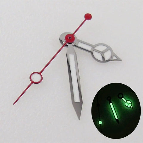 Watch Hands Replacement Set For NH35 NH36 NH35A NH36A 7S35 4R35 7009 Automatic Movements with green lume and red second hand