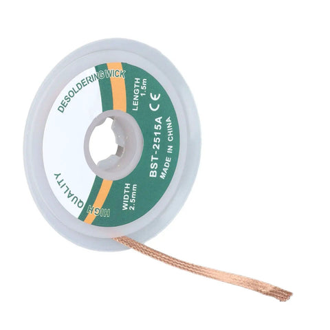 Pro Grade Desoldering Wire Kit With Alloy Copper Solder Wick, 1.5m spool, for Electronics Repair and PCB Maintenance, 2.5mm tip