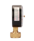 MEASUREMAN 2-1/2-inch water pressure test gauge with 3/4-inch female hose thread and brass fitting, side view