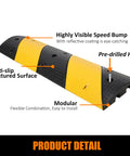 Two Pack Recycled Rubber Speed Bump Set With 25,000 Pound Capacity Durable Cable Protector Ramp For Driveways And Parking Lots Works On Concrete Asphalt And Gravel Reduces Impact Noise with modular, anti-slip design.