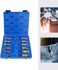All Purpose Rugged 13 Pc Hss Annular Cutter Set 1 Inch Cut Depth Mag Drill Bits Kit For Magnetic Drill Press in blue case.