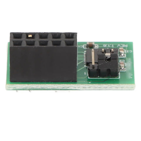 Close view of TPM 2.0 Security Module With 10 Pin SPI Interface Infineon SLB 9670 for AOM 9670H Trusted Platform on green PCB.