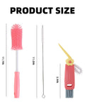 3 Pack Cup And Bottle Cleaning Brush Set With Straw And Lid Cleaners, showing sizes: 11.8in bottle brush, 11.8in straw cleaner, and 3.9in lid brush.