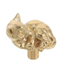 Dope Cat Shaped Brass Cabinet Door Knob With Smooth Finish, Vintage Gold Cabinet Pull For Kitchen And Home Decor