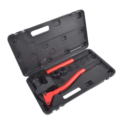 Manual Lever Sheet Metal Hole Punch Kit 20 Gauge With Dies 7/8 Inch 1-1/8 Inch And 1-11/32 Inch in black case