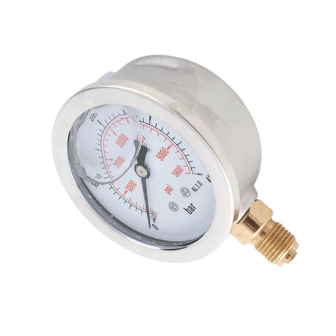 Heavy Duty Hydraulic Pressure Gauge 0 To 400 Bar 0 To 5800 Psi With G 1/4 Inch Thread 68 Millimeter Dial close-up view.