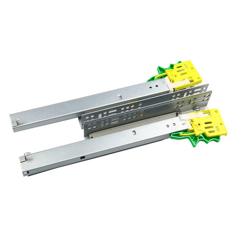 Three-Section Hidden Bottom Rail Mounted Buffer Damping Drawer Slides, 2 Pack, 10 Inch, 250mm, Three-Fold Handle, 16 Plates in silver