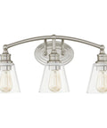 Sottile Vanity Light In Brushed Nickel Three Light Bar For Bathrooms Dimmable With Dimming Compatible Bulbs Three 100W Bulbs