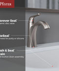 One Hole Single Handle Bathroom Sink Faucet In Brushed Nickel With Push And Seal Drain, WaterSense Certified And NSF Tested