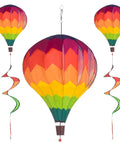 Two Pack Multicolor Hot Air Balloon Rainbow Wind Spinner Garden Decor for Outdoor Vibes, 59 Inches Tall by 12 Inches Wide