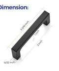 Dimensions of 40 Pack Solid 3 Inch Square Cabinet Handles Matte Black Pulls For Kitchen Cabinets Flat Black Drawer Pulls