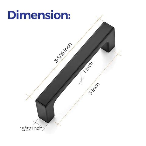 Dimensions of 40 Pack Solid 3 Inch Square Cabinet Handles Matte Black Pulls For Kitchen Cabinets Flat Black Drawer Pulls