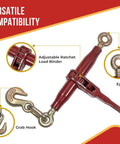 2 Pack Heavy Duty Ratchet Lever Load Binder Five Sixteenths To Three Eighths Inch Chain With Grab Hooks And Eye 7100 Lbs Working Load Limit