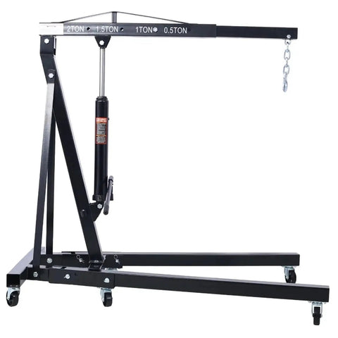 No Sweat Heavy Duty Hydraulic Engine Hoist 2 Ton Folding Cherry Picker Shop Crane with casters for auto repair