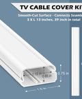 TV Cord Hider 39 Inch Wall Cable Concealer Kit, white plastic, dimensions 1.5 x 0.75 inches, 39 inches total, hides 3-6 cables