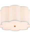 Semi Flush Mount Ceiling Light Fixture With Cream White Fabric Drum Shade, modern design, close to ceiling installation