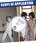 Two Pack Epee Socket Replacement Tool Durable Stainless Steel Stand in fencing training setting with fencers in action