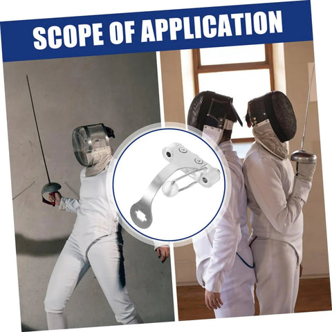 Two Pack Epee Socket Replacement Tool Durable Stainless Steel Stand in fencing training setting with fencers in action