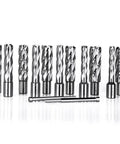 Oscarbide annular cutter set, 13 pieces, 2 in depth, 3/4 in Weldon shank, diameters 7/16–1-1/16 in, with 2 pilot pins