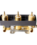 HomeStock Modern Rectangle Thermostatic Shower System Trim Kit with Pressure Balance Valve Matte Black Finish valve components view.