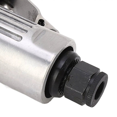 Close-up of High Octane Right Angle Air Die Grinder With 20000 RPM Speed Built In Regulator showing 1/4 and 1/8 chuck.