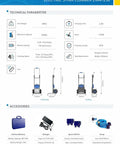 Xsto Electric Stair Climbing Hand Truck Heavy Duty Folding Dolly Cart 550 Lb Capacity technical specifications sheet.
