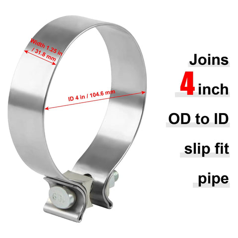 Badass 4 Inch Exhaust Clamp Pair 4 Narrow Band Muffler Clamps Built From Premium 304 Stainless Steel For Sliding Pipe Sections Together Without Any Sweat Creates A Rock Solid Seal On Every Muffler Or Catalyst Hookup Fast