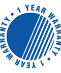 Blue circle logo with '1 Year Warranty' text around it, relating to Magnefix 4 Inch Rubber Face Vise Jaw Pads With Magnetic Backing Non Marring Grippy Grip