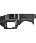 Side view of a Modular Rifle Chassis For Remington 700 Short Action 3.0 Inch AICS Compatible with sleek black finish.