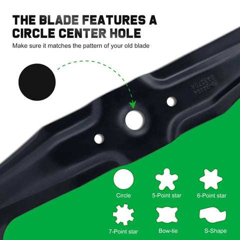 Mulching Blade Set For Honda HRR216 Series Walk Behind Mower 21 Inch Replacement Blades with circle center hole diagram